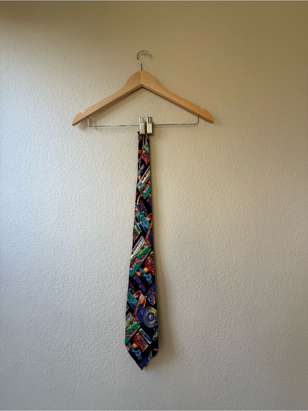 Novelty Vintage Car Print Silk Tie - Multicolor